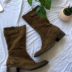 Born Brown Suede Buckle Boots